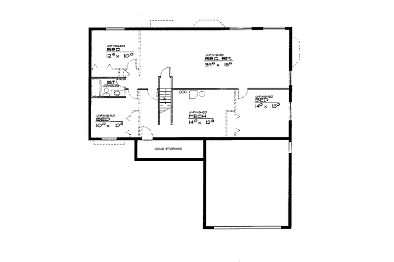 House Blueprint - Floor Plan - Lower Floor for Contemporary House Plan #308-249 - 3 bed, 2 bath