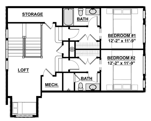 House Blueprint - Craftsman Floor Plan - Upper Floor Plan #928-280