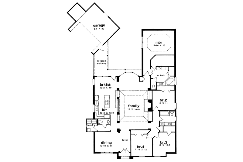 Home Plan - Floor Plan - Main Floor for Country House Plan #301-118 - 4 bed, 2.5 bath