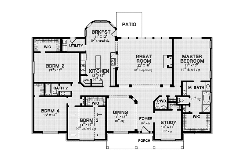 Architectural House Design - Floor Plan - Main Floor for Country House Plan #472-348 - 4 bed, 2.5 bath