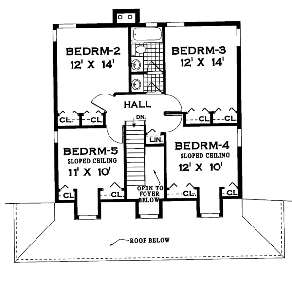 Architectural House Design - Colonial Floor Plan - Upper Floor Plan #3-253