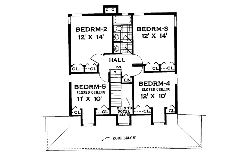 Architectural House Design - Floor Plan - Upper Floor for Farmhouse House Plan #3-253 - 5 bed, 2.5 bath