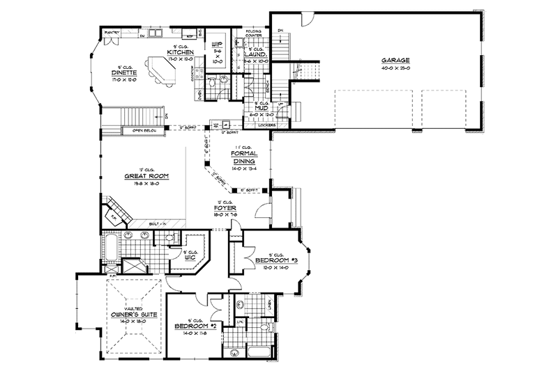 Home Plan - Floor Plan - Main Floor for Craftsman House Plan #51-689 - 6 bed, 4.5 bath
