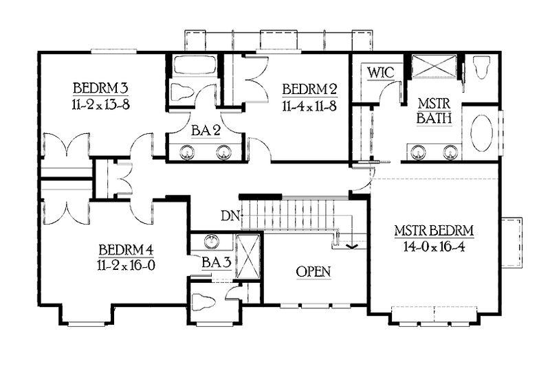 Home Plan - Floor Plan - Upper Floor for Craftsman House Plan #132-402 - 4 bed, 3.5 bath