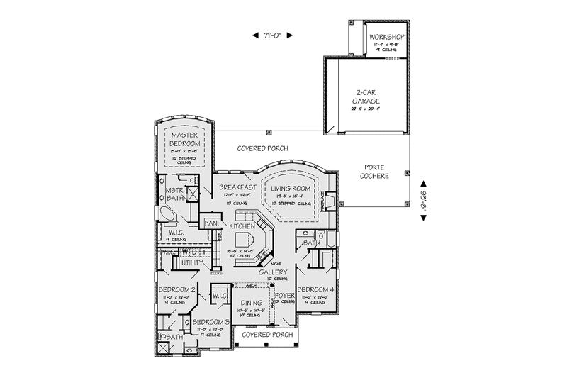 Architectural House Design - Floor Plan - Main Floor for Country House Plan #968-27 - 4 bed, 3 bath