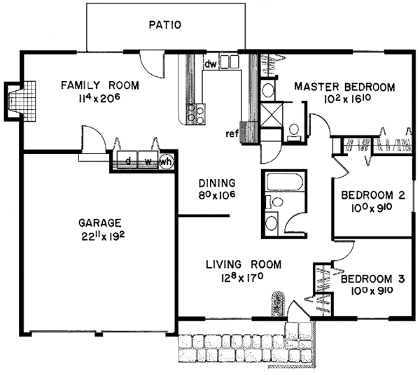 House Blueprint - Ranch Floor Plan - Main Floor Plan #60-738