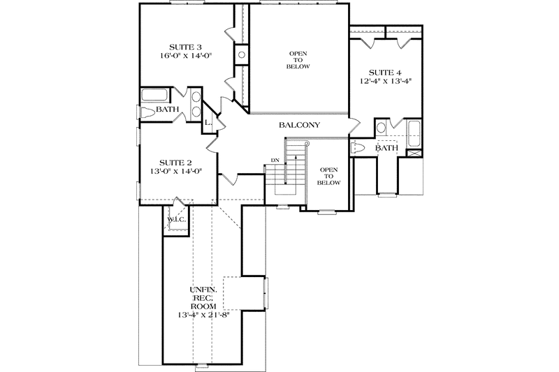 Dream House Plan - Floor Plan - Upper Floor for Craftsman House Plan #453-273 - 4 bed, 3.5 bath