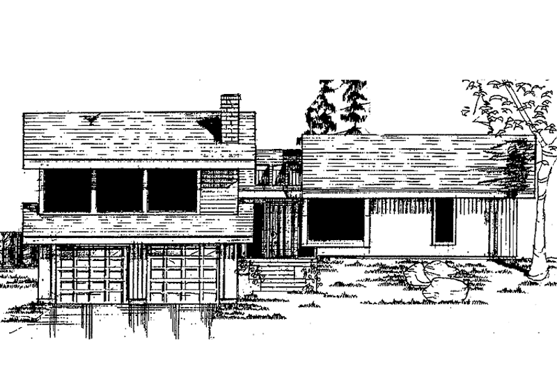 Home Plan - Exterior - Front Elevation 3 for Contemporary House Plan #60-731 - 3 bed, 2.5 bath