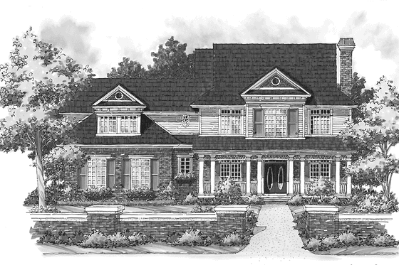 Exterior - Front Elevation 3 for Colonial House Plan #930-252 - 4 bed, 2.5 bath