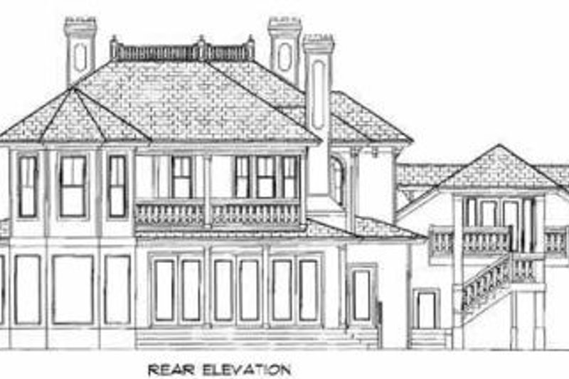 House Blueprint - Exterior - Rear Elevation for Southern House Plan #27-207 - 4 bed, 5 bath