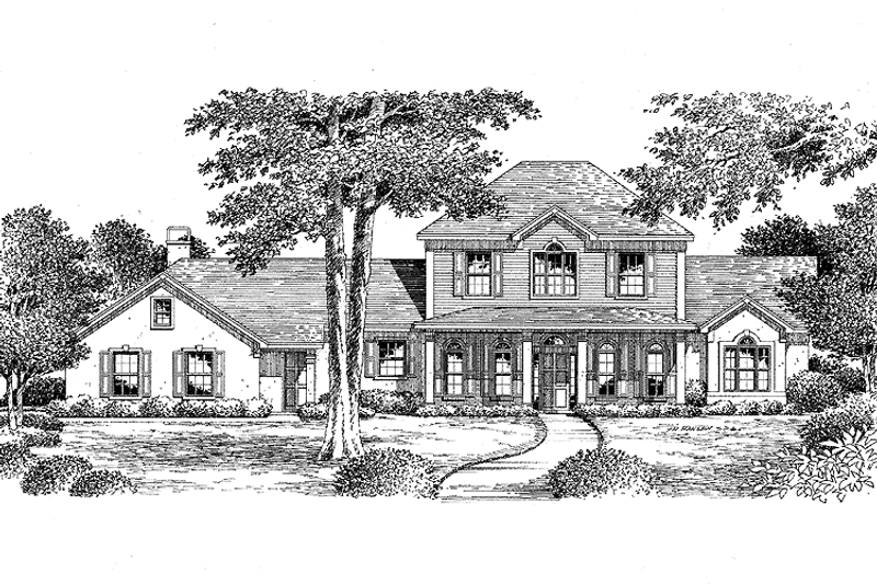 Architectural House Design - Exterior - Front Elevation 3 for Classical House Plan #999-49 - 4 bed, 3 bath