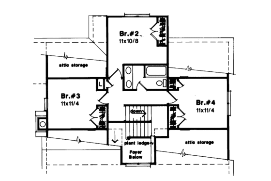 Floor Plan - Upper Floor for Country House Plan #41-141 - 4 bed, 2.5 bath