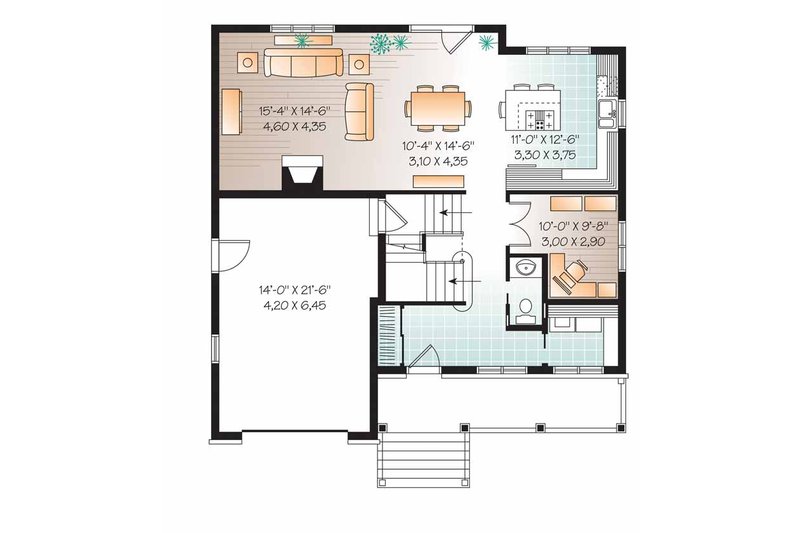 Dream House Plan - Floor Plan - Main Floor for Country House Plan #23-2542 - 3 bed, 1.5 bath