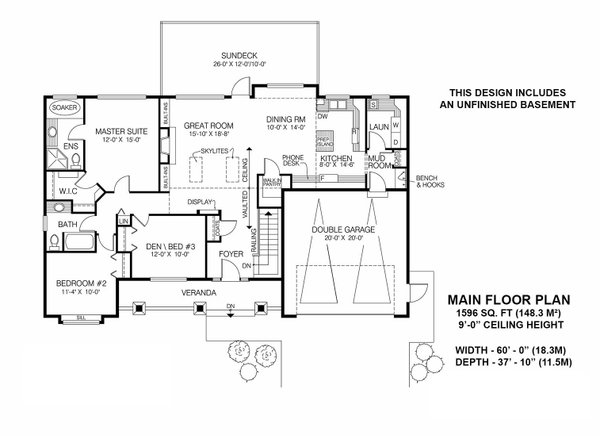 Dream House Plan - Floor Plan - Main Floor for Craftsman House Plan #1100-108 - 3 bed, 2 bath