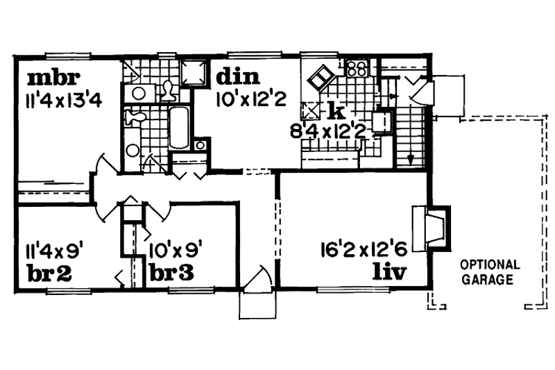 Dream House Plan - Floor Plan - Main Floor for Ranch House Plan #47-783 - 3 bed, 2 bath