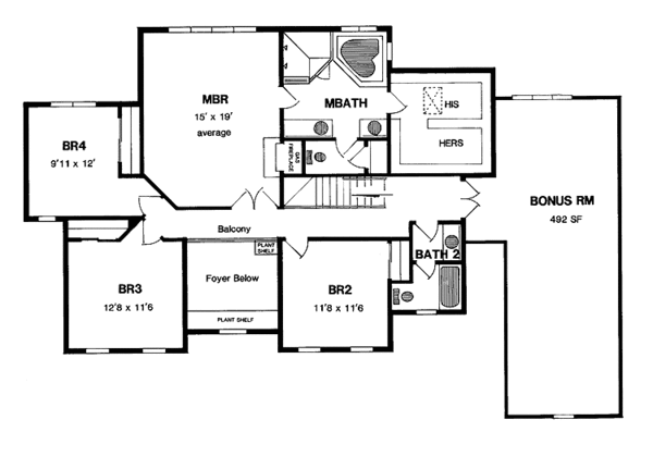 Home Plan - Colonial Floor Plan - Upper Floor Plan #316-160