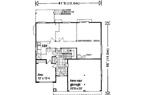 Floor Plan - Main Floor for Bungalow House Plan #47-594 - 3 bed, 2 bath