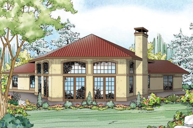 House Plan Design - Mediterranean Exterior - Rear Elevation Plan #124-936