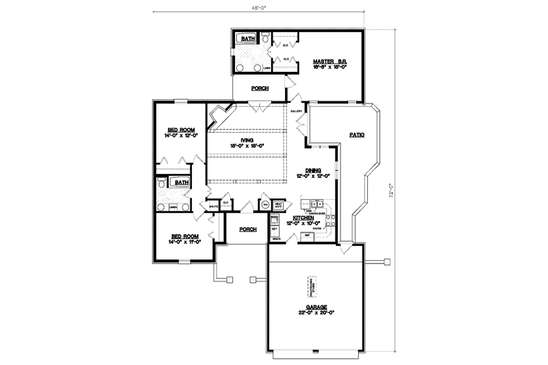 Home Plan - Floor Plan - Main Floor for European House Plan #45-510 - 3 bed, 2 bath