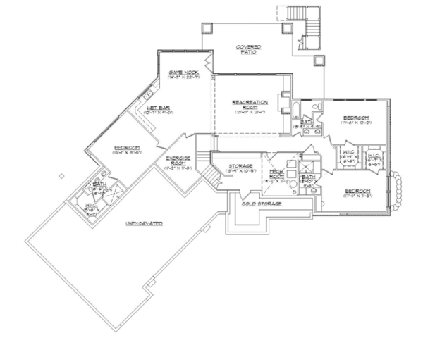 Craftsman Floor Plan - Lower Floor Plan #945-139
