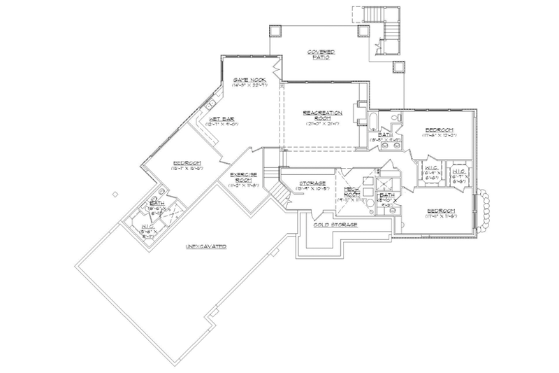 House Plan Design - Floor Plan - Lower Floor for Craftsman House Plan #945-139 - 4 bed, 4.5 bath