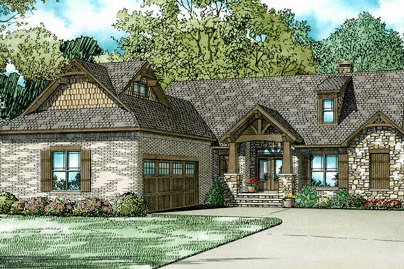 Architectural House Design - Exterior - Front Elevation 3 for European House Plan #17-3403 - 3 bed, 2.5 bath