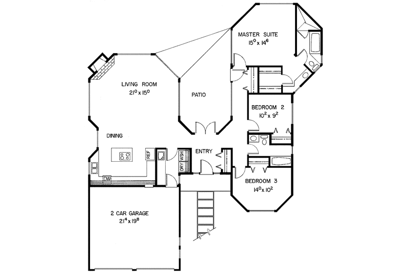 Dream House Plan - Floor Plan - Main Floor for Craftsman House Plan #60-710 - 3 bed, 2 bath