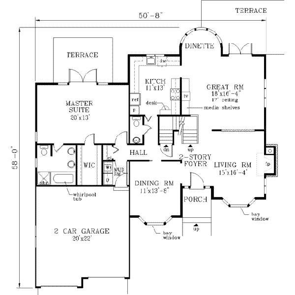 Dream House Plan - Traditional Floor Plan - Main Floor Plan #3-192