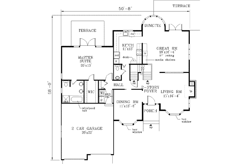 House Plan Design - Floor Plan - Main Floor for Traditional House Plan #3-192 - 4 bed, 3.5 bath