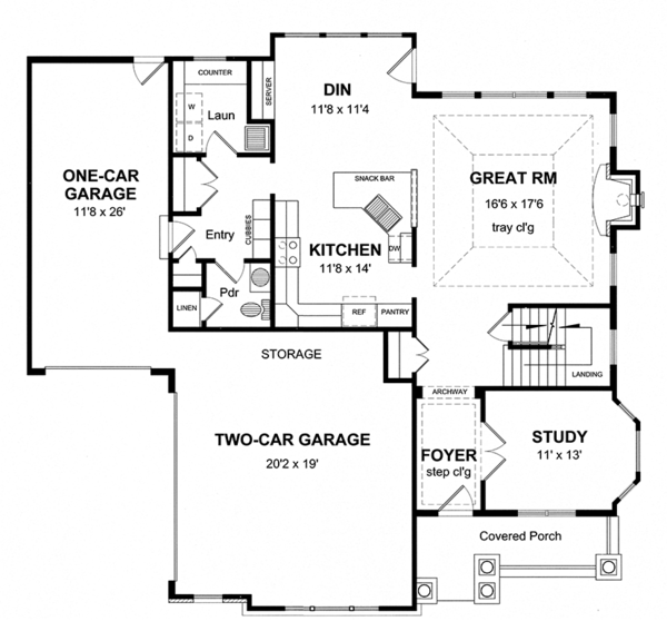 Home Plan - Colonial Floor Plan - Main Floor Plan #316-276