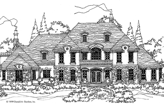 Exterior - Front Elevation 7 for European House Plan #929-479 - 5 bed, 4.5 bath