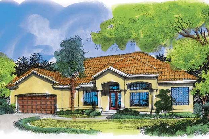 House Blueprint - Mediterranean Exterior - Front Elevation Plan #320-521