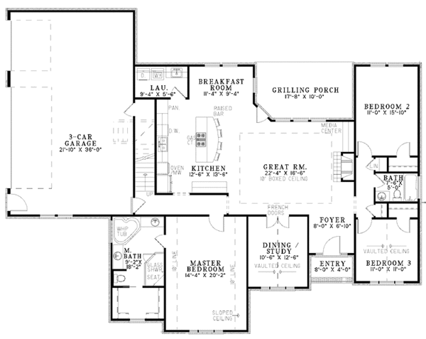 Dream House Plan - Traditional Floor Plan - Main Floor Plan #17-3274