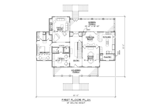 Floor Plan - Main Floor for Beach House Plan #1054-84 - 4 bed, 4.5 bath
