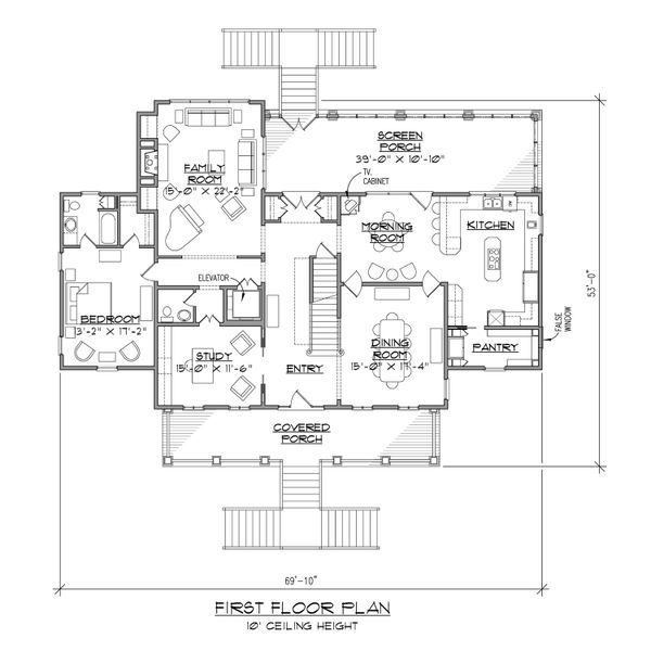 House Design - Beach Floor Plan - Main Floor Plan #1054-84