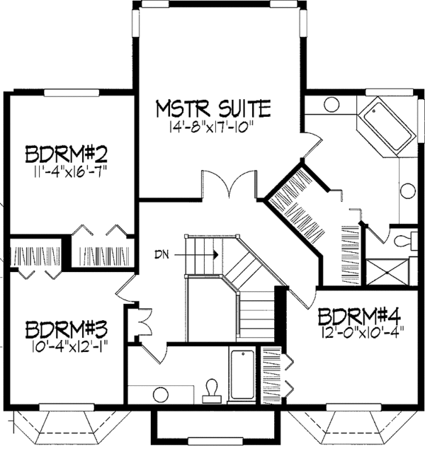 House Design - Traditional Floor Plan - Upper Floor Plan #51-917