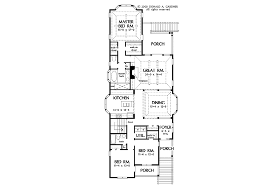 Floor Plan - Main Floor for Craftsman House Plan #929-530 - 3 bed, 2 bath