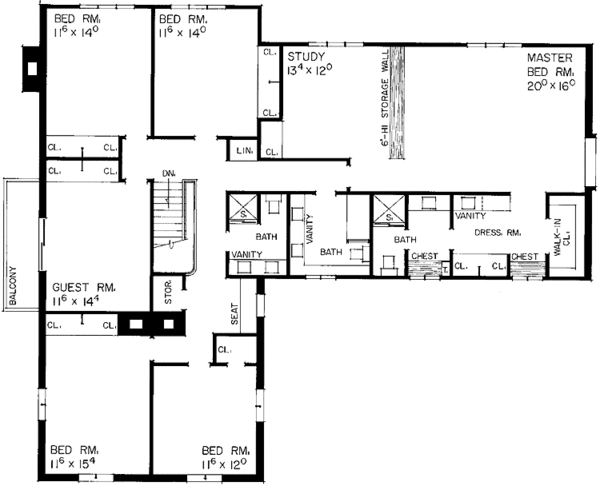 Dream House Plan - Country Floor Plan - Upper Floor Plan #72-550