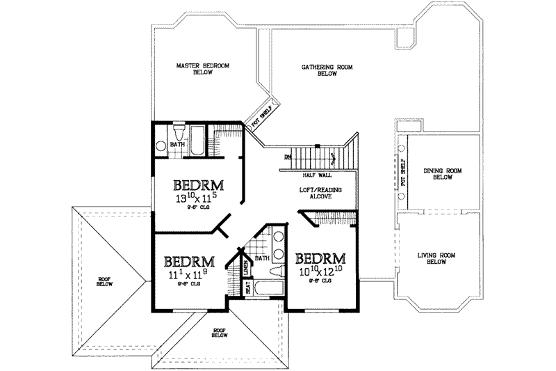 Home Plan - Floor Plan - Upper Floor for Mediterranean House Plan #72-163 - 4 bed, 4 bath