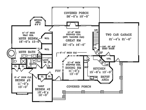 Architectural House Design - Colonial Floor Plan - Main Floor Plan #314-282