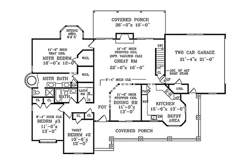 Home Plan - Floor Plan - Main Floor for Colonial House Plan #314-282 - 4 bed, 3 bath