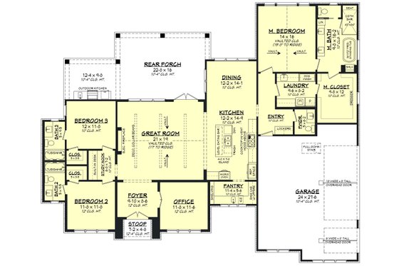 Floor Plan - Main Floor for Southern House Plan #430-430 - 3 bed, 3.5 bath