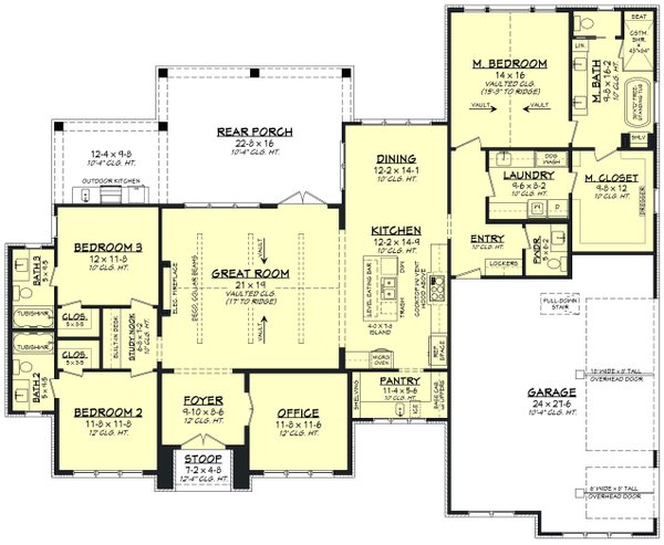 Architectural House Design - Floor Plan - Main Floor for Southern House Plan #430-430 - 3 bed, 3.5 bath