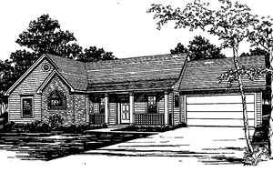 Exterior - Front Elevation 3 for Country House Plan #30-213 - 3 bed, 2 bath