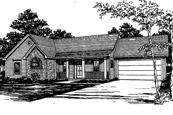 Exterior - Front Elevation 3 for Country House Plan #30-213 - 3 bed, 2 bath