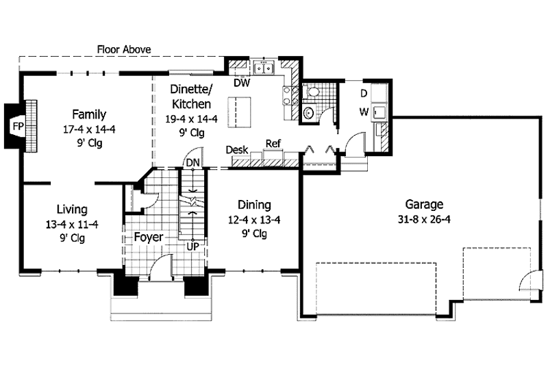 Home Plan - Floor Plan - Main Floor for Colonial House Plan #51-764 - 4 bed, 2.5 bath