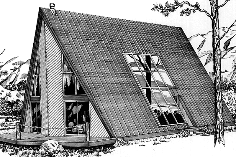 Home Plan - Exterior - Rear Elevation for Cabin House Plan #320-1015 - 3 bed, 2 bath
