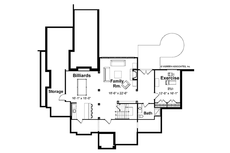 Home Plan - Floor Plan - Lower Floor 1 for European House Plan #928-16 - 4 bed, 3.5 bath