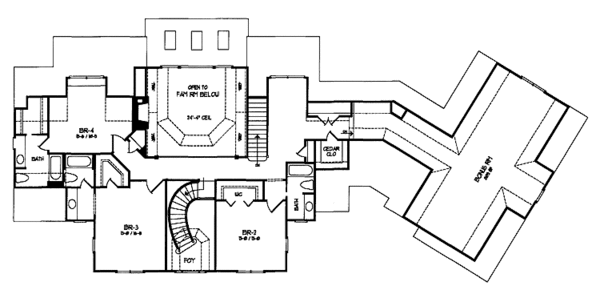 Architectural House Design - Colonial Floor Plan - Upper Floor Plan #71-148