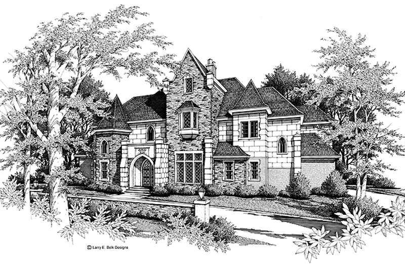 House Blueprint - European Exterior - Front Elevation Plan #952-140